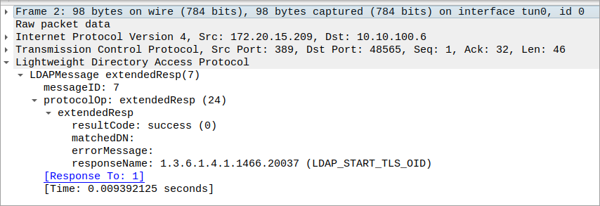 The LDAP PDU containing the response