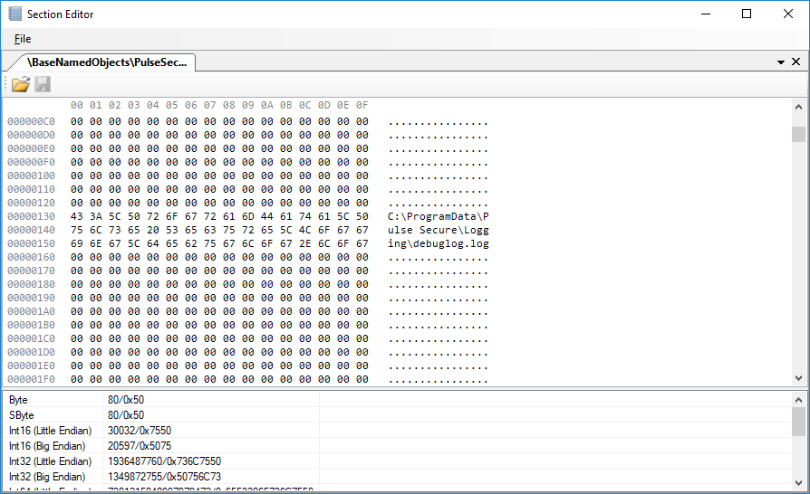 Modification of the log file path in the relevant section